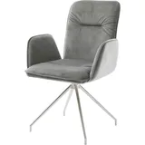 DeLife Polsterstuhl Vinja-Flex, Kreuzgestell konisch Edelstahl Samt Grau grau 62 cm x 90 cm x 65 cm