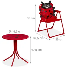 Relaxdays Camping Kindersitzgruppe, mit Schirm Rot,Schwarz
