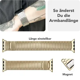 nalia Chronos Edelstahl Armband für Apple Watch Magnet-Band Metallarmband - Stabil - Rostfrei Uhrenarmband, Gold