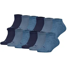 Puma Kinder Sneakersocken, 12er Pack - Plain Sneaker 12P, Logo, einfarbig, Denim blau),