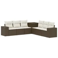 vidaXL Sofa Set 7 pcs Loungesofa braun/weiß