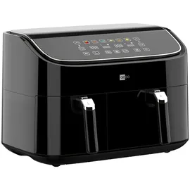 AECO DUO Heißluftfritteuse mit digitalem Touch-Display & Dehydrierungsfunktion, 2850 W Timerfunktion, Antihaftbeschichtung Schwarz