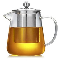 TAMUME Glas Teekanne mit Edelstahl Sieb für Einfach Gießen (750ML)