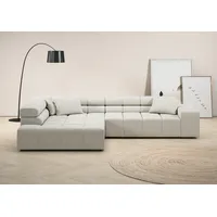 INOSIGN Ecksofa »Ancona incl. Kopfteilverstellung, Zierkissen Breite 319cm, L-Form«, wahlweise motorische Sitztiefenverstellung, auch in Cord + Easy Care weiß