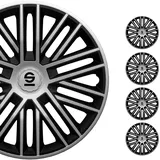 Sparco Radzierblenden Bergamo - 16-Zoll - Silber/Schwarz - Satz mit 4 Stück