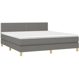 vidaXL Boxspringbett mit Matratze & LED Dunkelgrau 180x200 cm Stoff