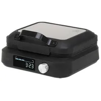 Camry Waffeleisen CR 3086 mit LED-Display, 6 Bräunungsstufen, Belgische Waffeln, 2200 W, Antihaftbeschichtung, Automatik-Timer, Schwarz/Silber schwarz|silberfarben