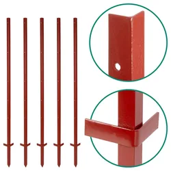 10x VOSS.farming Winkelstahlpfahl 150cm, 3mm, 5x Bohrungen, mit Doppeltritt