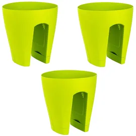 ENGELLAND® ENGELLAND 3 x Blumentopf für Balkon-Geländer, Farbe: Grün, Blumenkasten, Balkonkiste, 9 Liter, Kunststoff, Außenbereich, B Ø 29 x H 30 cm