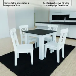 Miadomodo MIADOMODO® Esstisch - Quadratisch, 80x80x76,5 cm, für 4 Personen, aus MDF, Platte in Weiß/Schwarz/Braun, Klein - Küchentisch, Esszimmertisch, Speisetisch, - Schwarz