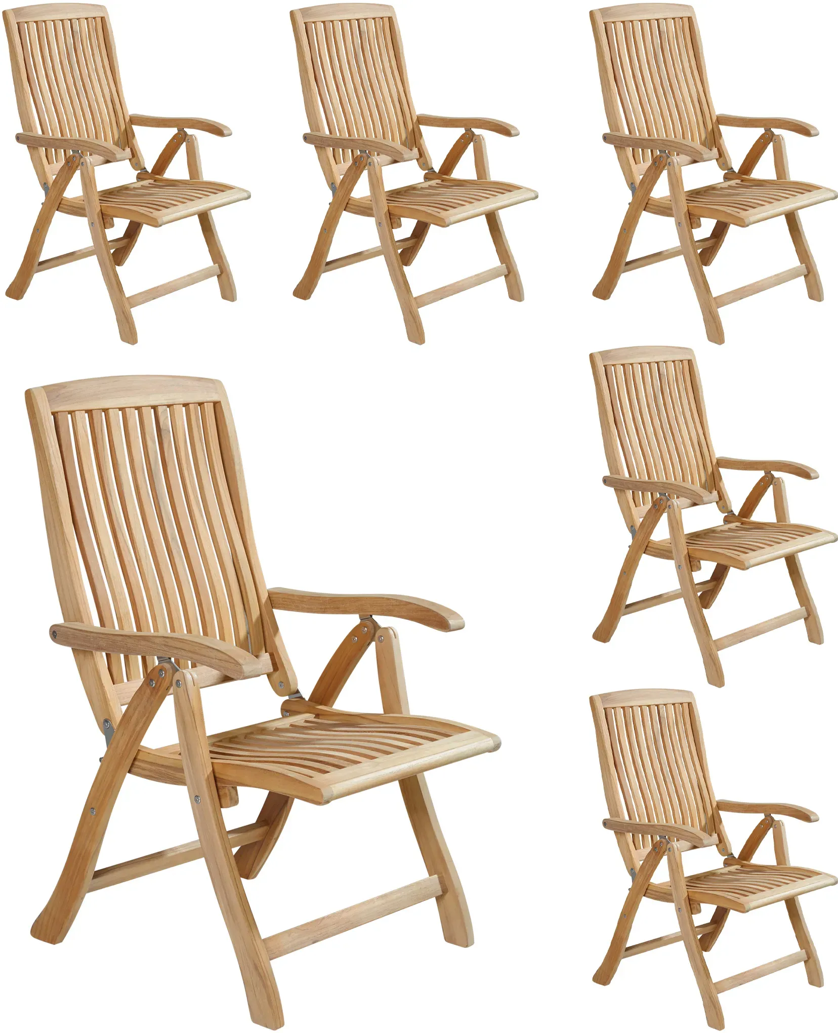 LC Garden »Birmingham« Gartenstuhl 6er Set Teak Klappstuhl Teakholz