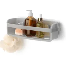 Umbra Flex Duschablage zum Kleben, Rostfreies Duschregal für Shampoo, Conditioner, Duschgel, Seife, Luffaschwamm, ohne Bohren, Rostfrei, Grau
