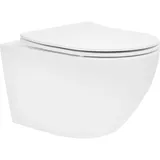 LuxeBath Spülrandloses Wand Hänge WC lang Nano-Beschichtung Softclose WC-Sitz Toilette