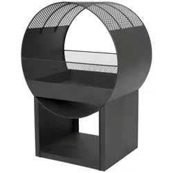 Feuerstelle BUSCHBECK "Porthole", schwarz, B:56cm H:80cm, Stahl, Feuerkörbe, Feuerkorb, Feuerschale schwarz, BxTxH: 56x40x80 cm