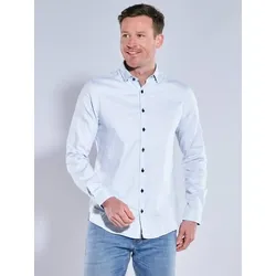 ENGBERS GERMANY Herren Langarm-Hemd mit hochwertiger Warenstruktur Blau regular uni Button Under - XL