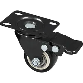 HMF 6710 Schwerlastrollen mit Bremse Polyurethan, 4 Stück 38 mm, bis 300 kg, Schwarz