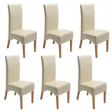 Mendler 6er-Set Esszimmerstuhl Küchenstuhl Stuhl Latina, Leder ~ creme, helle Beine