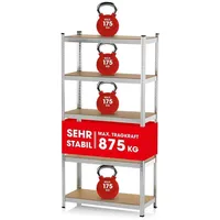 EasyMaxx Schwerlastregal EASYmaxx Silberfarben/Hellbraun