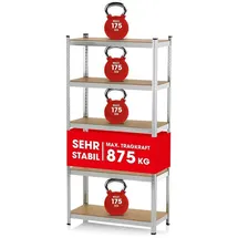 EasyMaxx Schwerlastregal EASYmaxx Silberfarben/Hellbraun