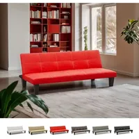 Günstiges Topazio 3-Sitzer Kunstleder Schlafsofa Klappsofa - Rot
