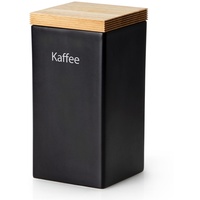 Continenta Vorratsdose quadratisch mit Holzdeckel und Silikonring Kaffee matt