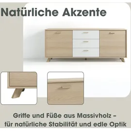 byLIVING Bastian 180 x 72,5 x 36,5 cm Eiche Bianco / Weiß