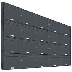 AL Briefkastensysteme Wandbriefkasten 20er Premium Briefkasten Anthrazit RAL Farbe 7016 für Außen Wand Postkasten 5×4 grau
