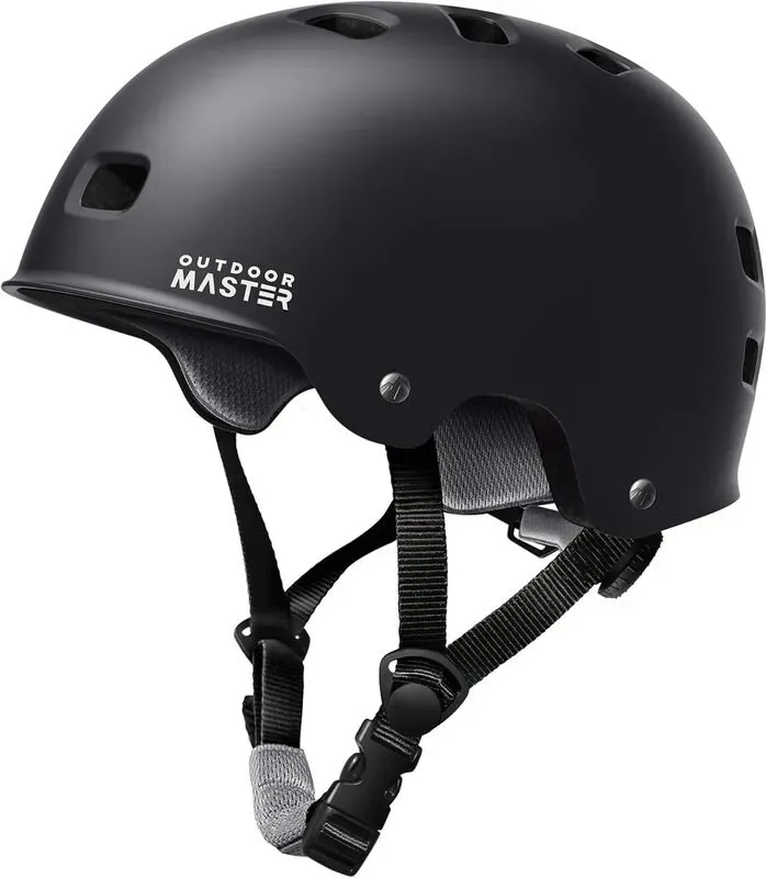 OutdoorMaster Oryx Skateboard- und Fahrradhelm für Erwachsene - Schwarz, Größe M