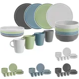Brunner Melamin Geschirr Set Lunch Box Dolomit Stone Touch Camping Teller 16tlg Grau