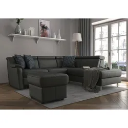 Ecksofa SIT & MORE "Freetown L-Form", schwarz, B:252cm H:84cm T:216cm, Sofas, inklusive Kopfteilverstellung und komfortablem Federkern