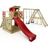 Wickey Spielturm Smart Surf mit Schaukel und roter Rutsche