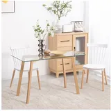 HOMCOM Esstisch für 4 Personen (Esszimmertisch, 1-St., Küchentisch), für Esszimmer, Küche, kleine Räume Transparent weiß