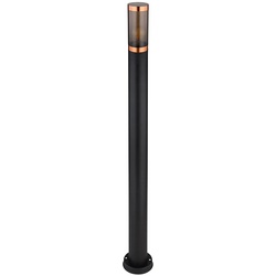 Wegeleuchte Pollerleuchte außen Gartenlampen schwarz IP44, Standleuchte Terrasse Balkon, Edelstahl Kupfer rauchfarben, 1x E27 Fassung, DxH 12,7x110cm