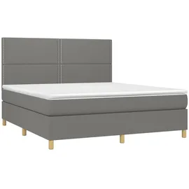vidaXL Boxspringbett mit Matratze & LED Dunkelgrau 160x200 cm Stoff