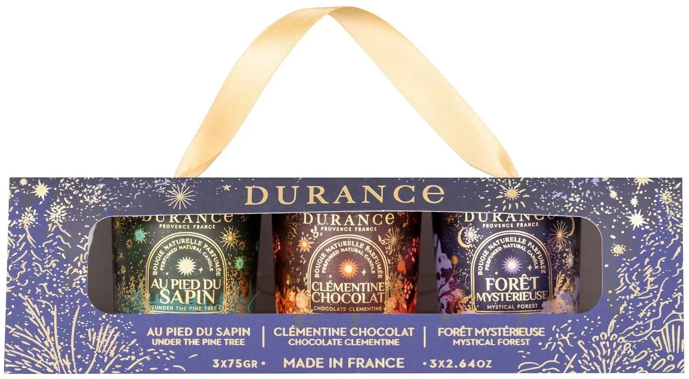 Kerzen Geschenkset 3x75g Am Tannenbaum / Clementine Schokolade / Mysteriöser Wald