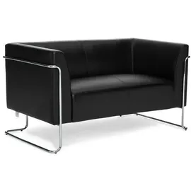 HJH Office Lounge Sofa CURACAO Kunstleder 73 x 53 x 130 cm Schwarz gepolstert