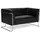 HJH Office Lounge Sofa CURACAO Kunstleder 73 x 53 x 130 cm Schwarz gepolstert