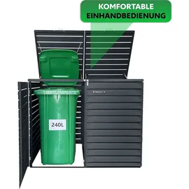 Endorphin Stabile Comfort Mülltonnengarage / Mülltonnenbox mit Gasdruckfeder 2er 240 l nachhaltig aus Holz