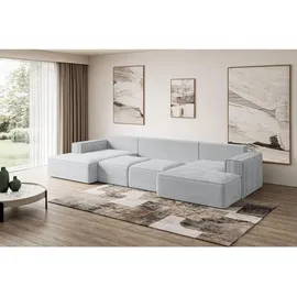 altdecor Eckcouch Cord 6-Sitzer Grau