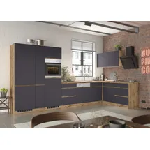 kochstation Winkelküche KS-Riesa L-Form 390 cm grau