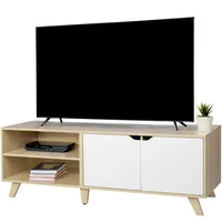Relaxdays TV-Lowboard 140 x 40 cm Natur/Weiß Holzwerkstoff