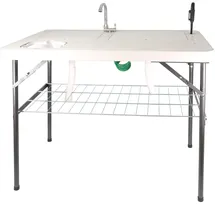 Lemodo klappbarer Filetiertisch, Camping Spüle mit 2 Spülbecken und Sprühdüse