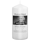 PhotoFancy® - Personalisierte Trauerkerze - Fotokerze mit eigenem Foto/Text bedrucken lassen - Kerze mit Foto-Design: Elegant - 15 cm Höhe