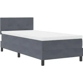 vidaXL LED Boxspringbett mit Matratze Dunkelgrau 90 x 190 cm Samt