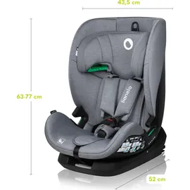 lionelo Autokindersitz Lavender i-Size ab 1 Jahr bis 12 Jahren, ab 9 kg bis 36 kg ISOFIX Breiter Einstellber Grau - Grau