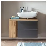 Lomadox Waschbeckenunterschrank 85 x 56 x 35 cm Grau