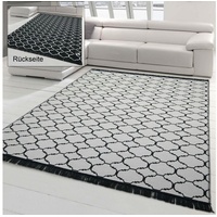 Outdoorteppich In- & Outdoor Teppich, waschbar, beidseitiges Design schwarz weiß creme, Teppich-Traum, rechteckig schwarz 120 cm x 170 cm