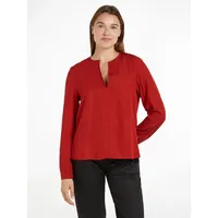 Tommy Hilfiger Klassische Bluse »VISCOSE REGULAR V-NECK LS BLOUSE«, mit Flagge, Gr. 38, Dark Magma, , 99250109-38