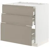 IKEA METOD / MAXIMERA Unterschr.f Kochf/3 Fronten/3Sch. weiß/Upplöv matt dunkelbeige 80x60 cm