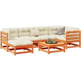 vidaXL 7-tlg. Garten-Sofagarnitur Wachsbraun Massivholz Kiefer